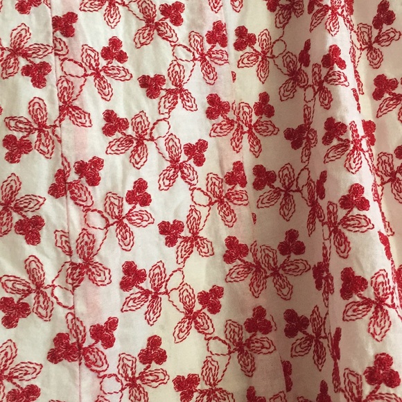 nanette lepore red embroidered layered hem skirt - Picture 2 of 7